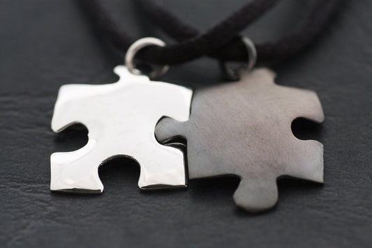 Silver puzzle pendant for Couples
