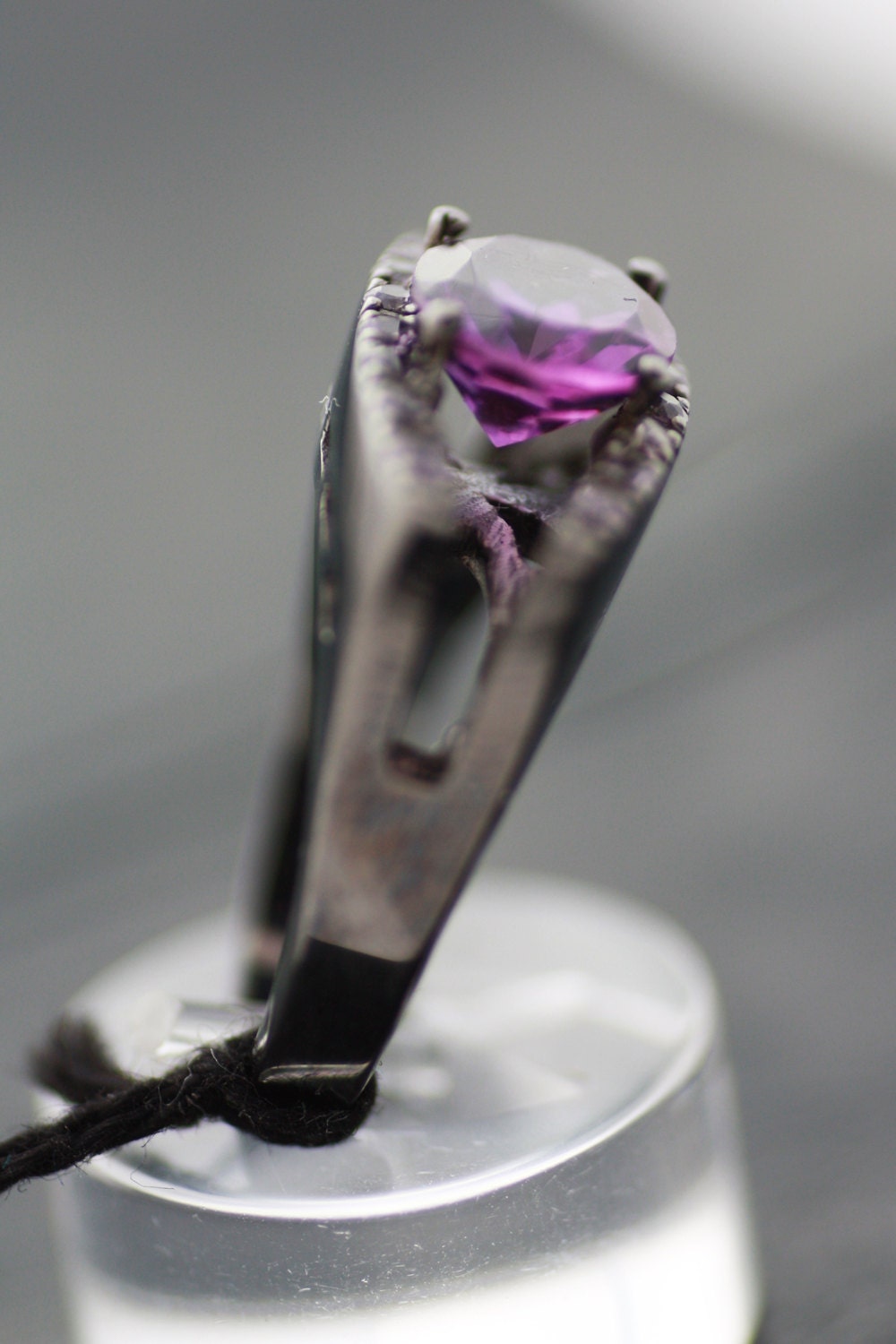 Amethyst and Purple Sapphires mounted on Sterling Silver ring