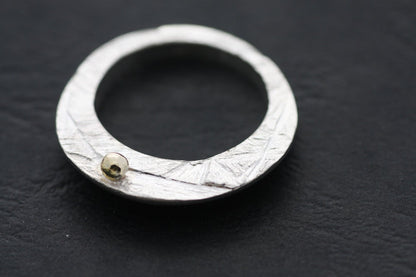 Silver ring with pink Sapphire and Gold K18 details