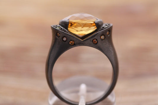 Citrine, Yellow Sapphire, Cognac and yellow diamond ring