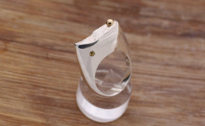 Yellow Sapphire silver ring with Gold K18 detail