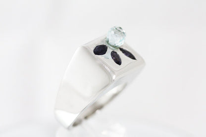 Blue Topaz and Iolites on Sterling Silver ring