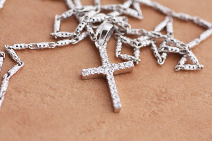Diamonds Baptism Cross pendant in White Gold