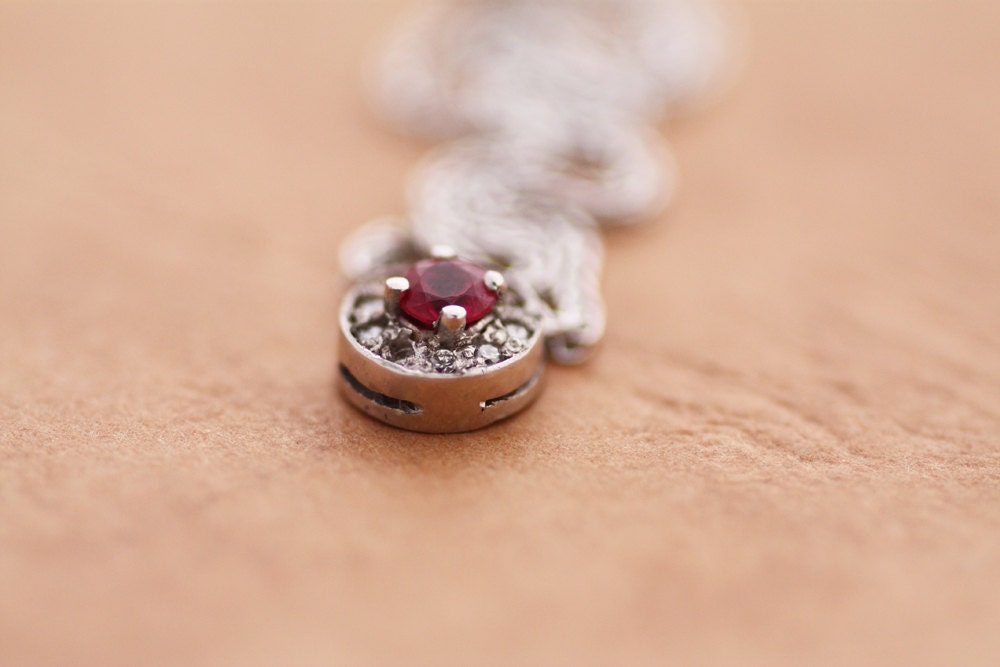 Ruby Diamond Pendant, white gold K18 Necklace