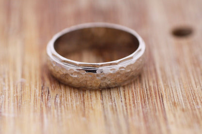 Mens Hammered Gold Wedding Band