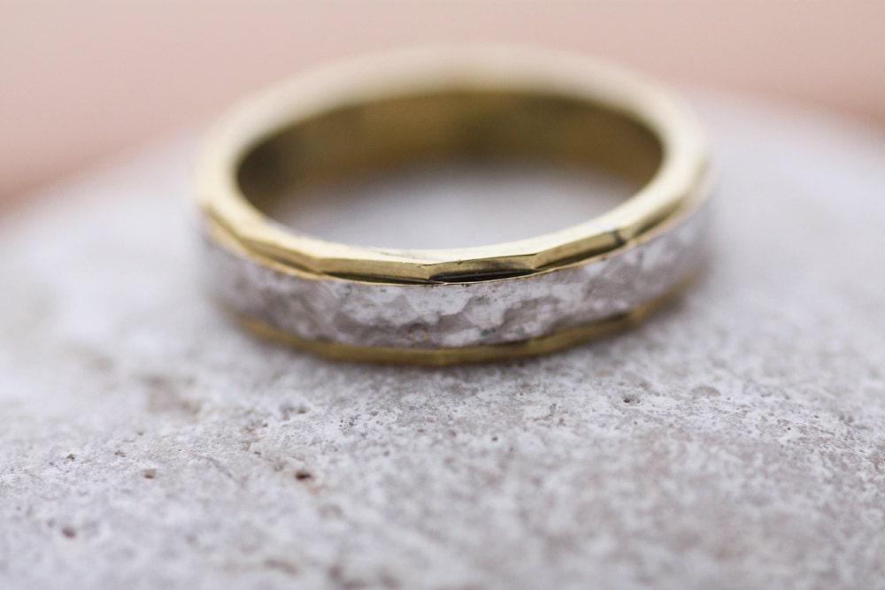 Hammered 18K Yellow Gold Wedding Ring