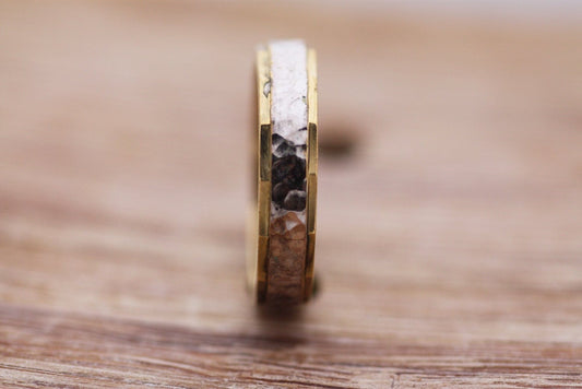 Hammered 18K Yellow Gold Wedding Ring