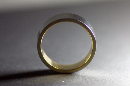 Handmade Classic wedding ring in White and Yellow Gold