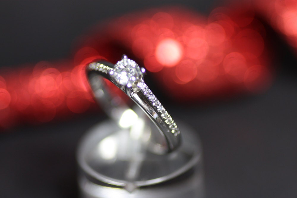 Halo engagement ring, White Gold Diamond ring