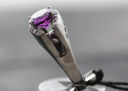 Amethyst and Purple Sapphires mounted on Sterling Silver ring